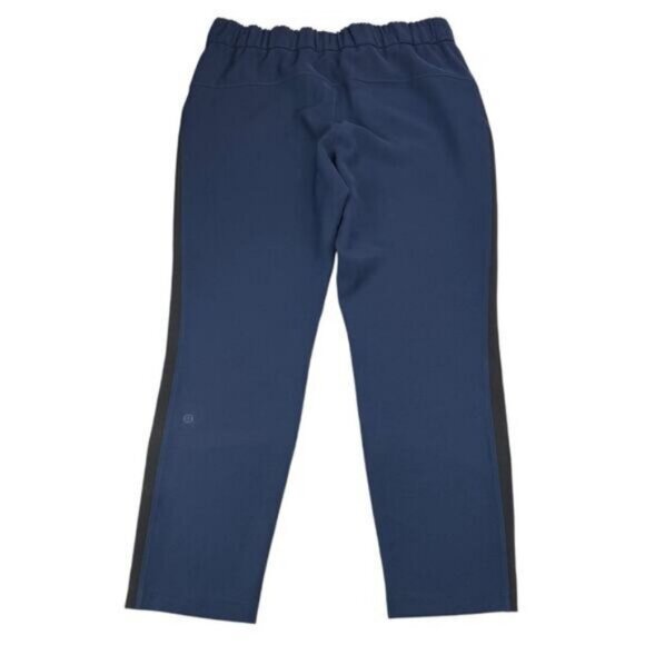 Lululemon On The Fly Pant Travel Woven Track Stripe In True Navy Black Size 6 - Picture 5 of 7